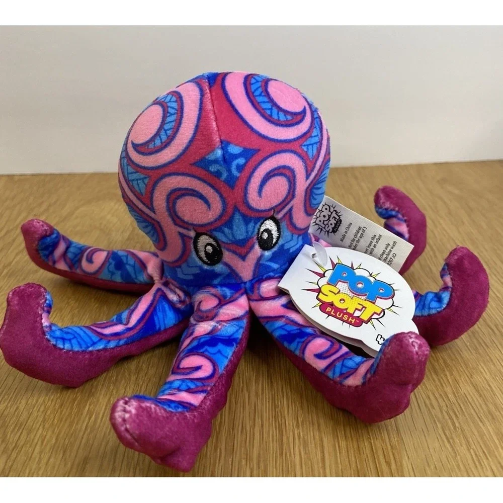 Pop Art Soft Swirls The Octopus Plush Beanie Toy Collectible Small